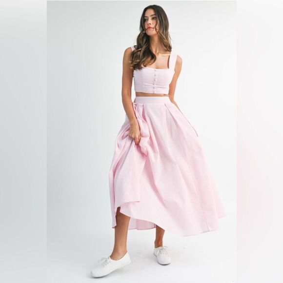 Elegant Pink Maxi Skirt Set - Picture 2 of 15